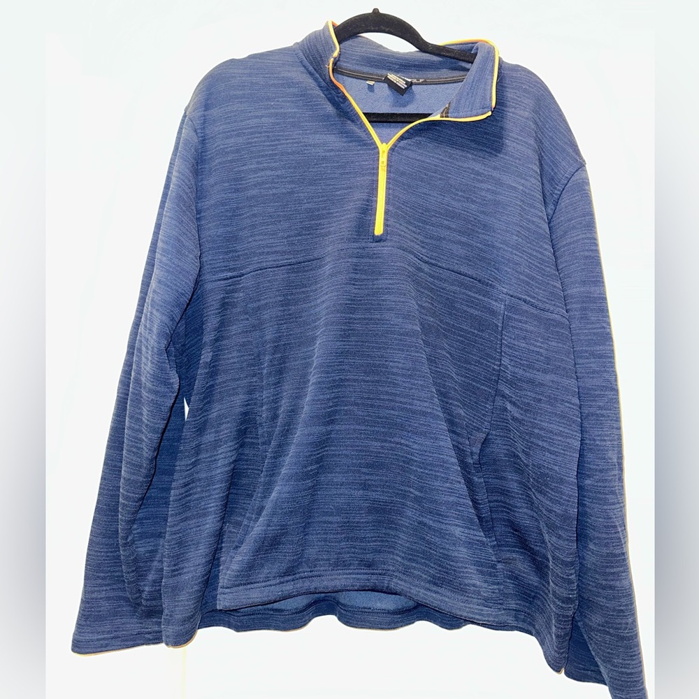 Under Armour Men's Blue and Yellow Zip-Up Sweater Saratoga Lake Golf Club